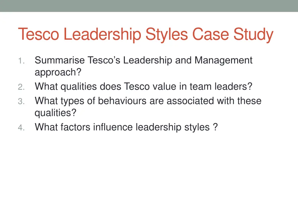 tesco leadership styles case study