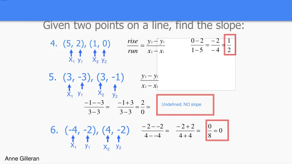 given two points on a line find the slope 1