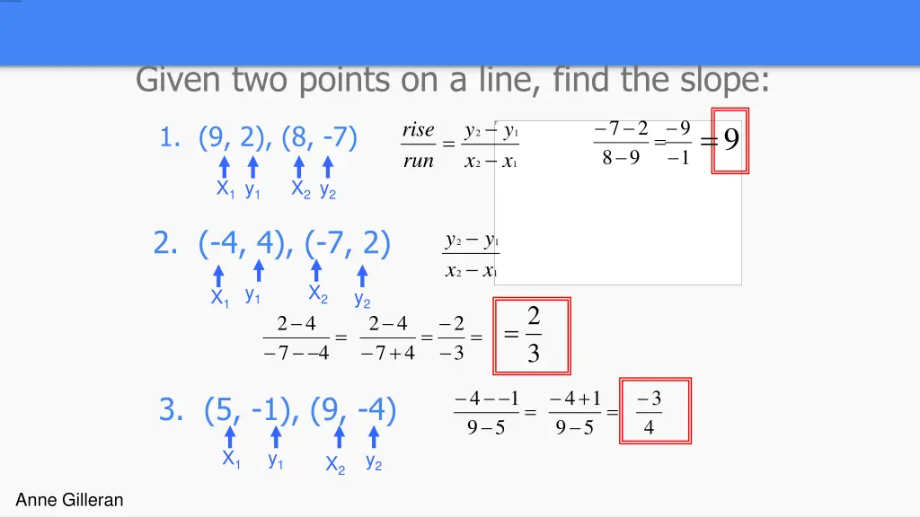 given two points on a line find the slope