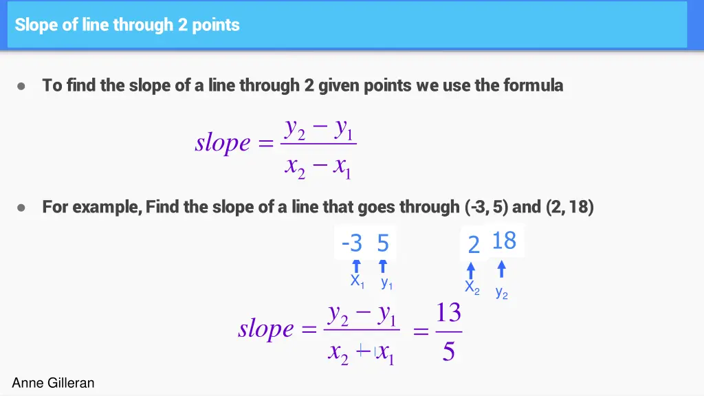 slope of line through 2 points