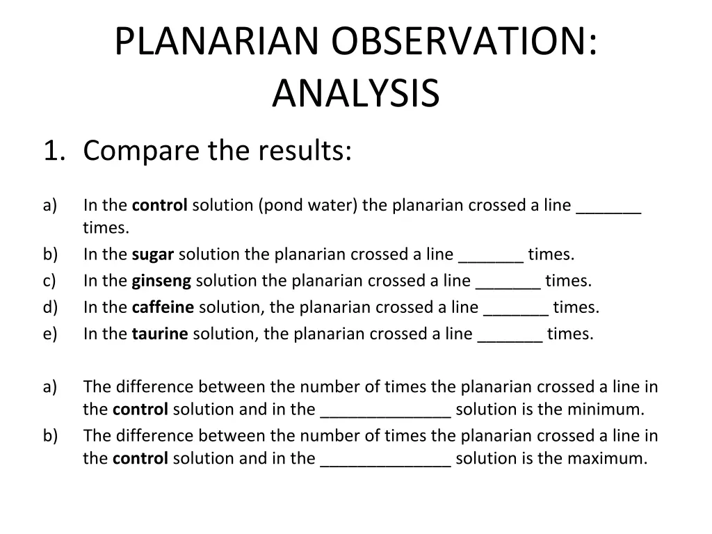 planarian observation analysis