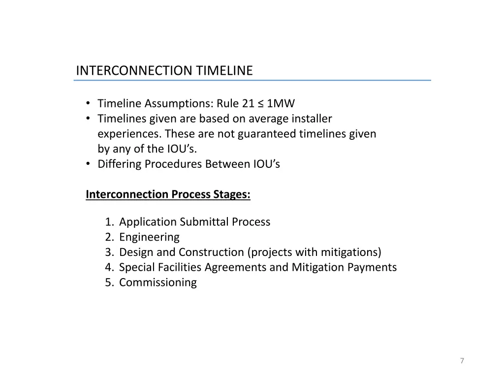 interconnection timeline