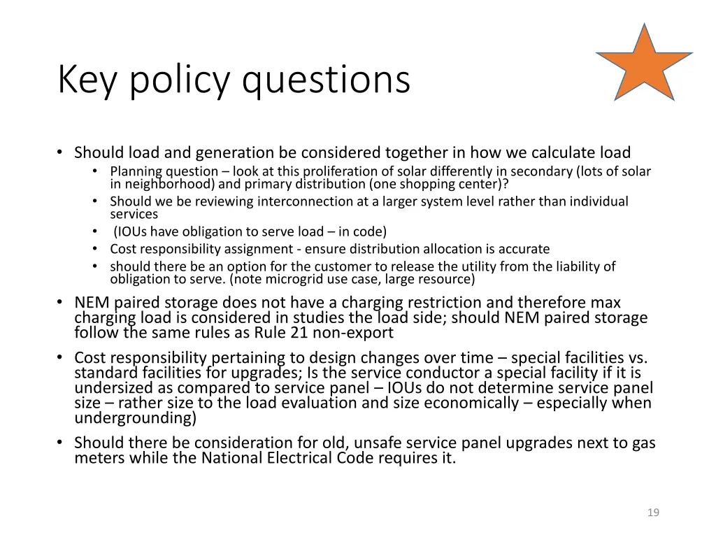 key policy questions