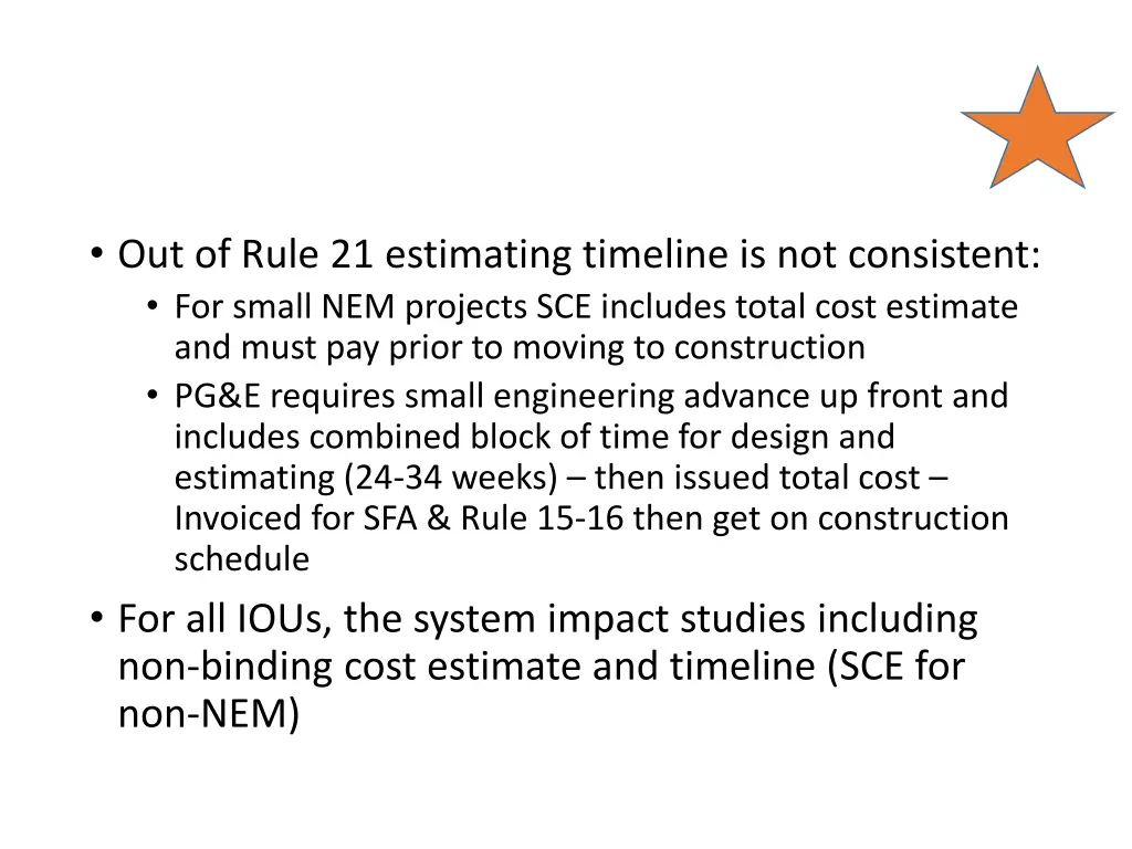 out of rule 21 estimating timeline