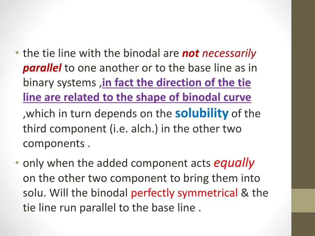 the tie line with the binodal are not necessarily