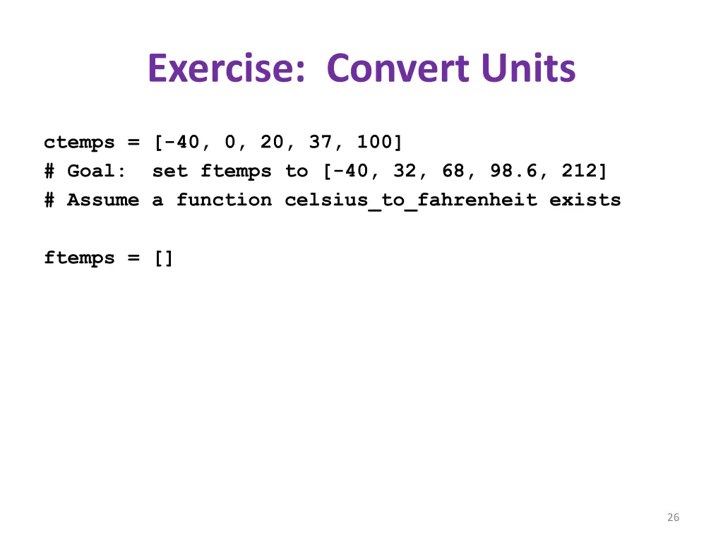 exercise convert units