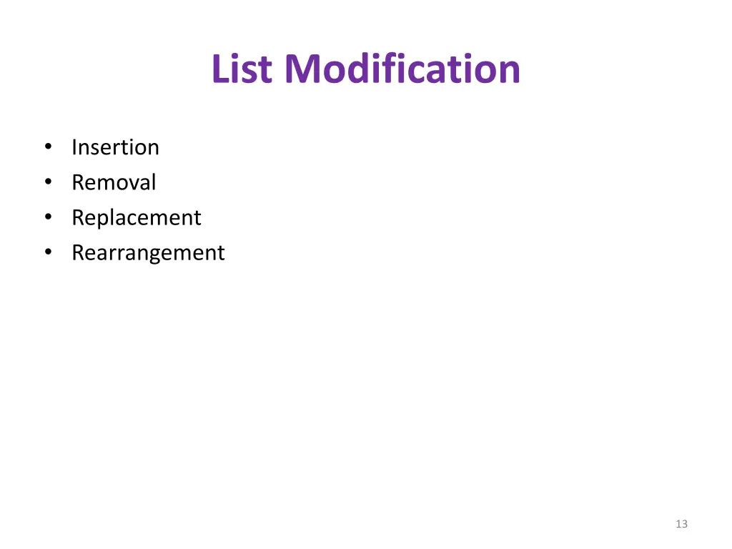 list modification