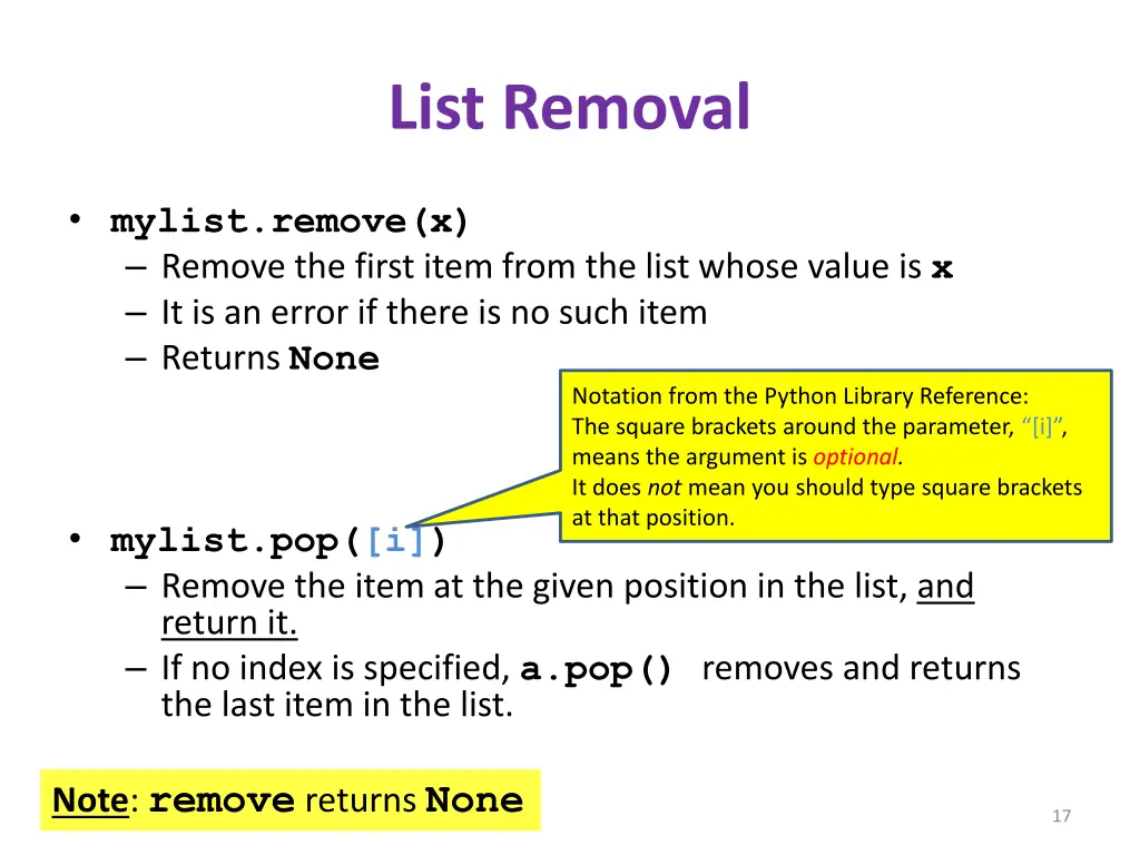 list removal