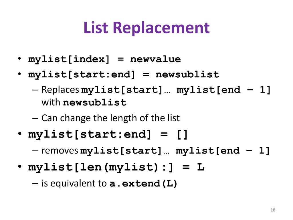 list replacement