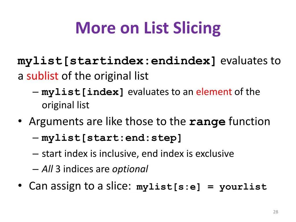 more on list slicing