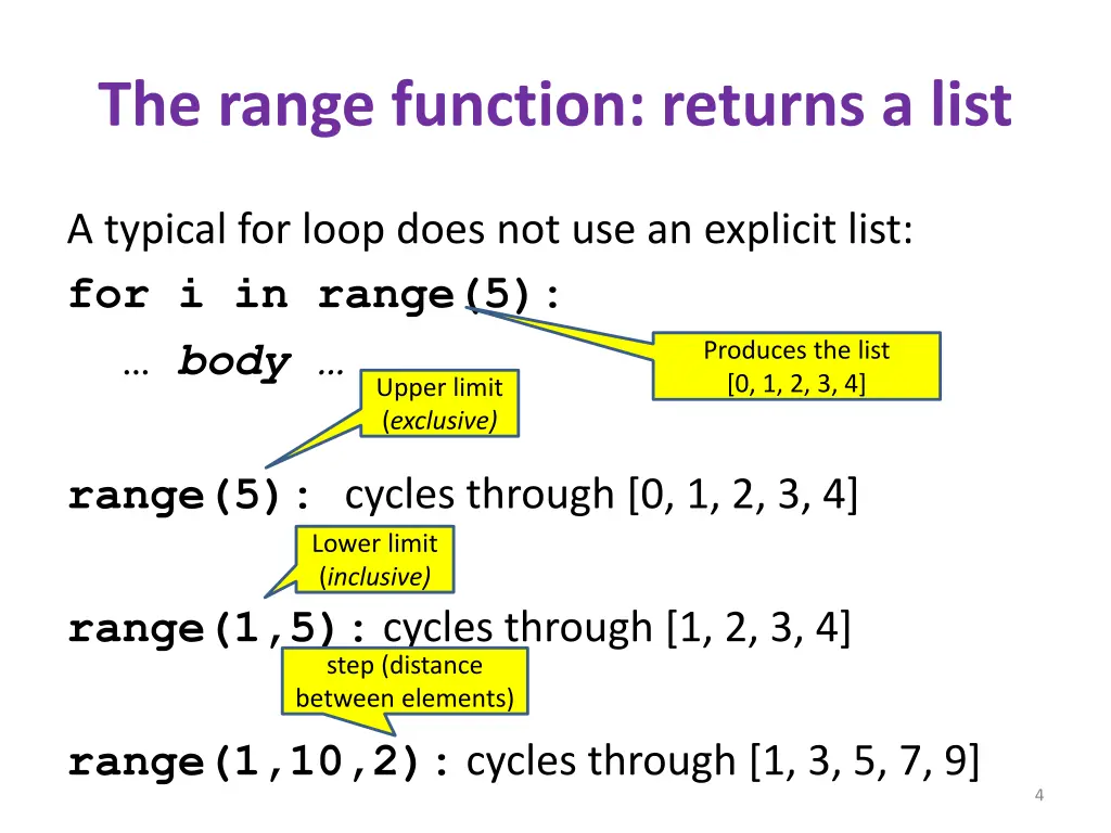 the range function returns a list