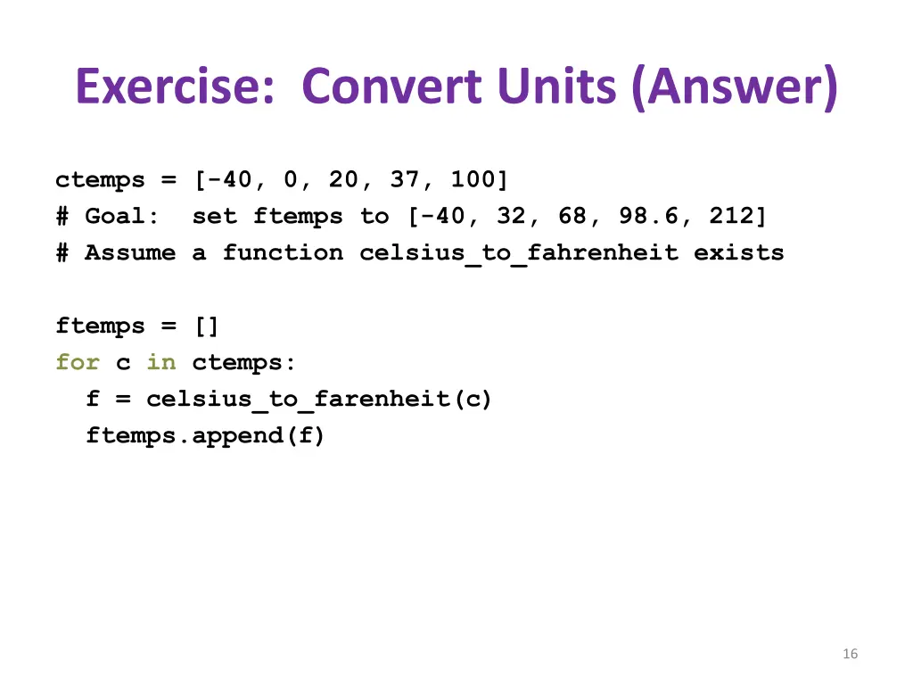 exercise convert units answer