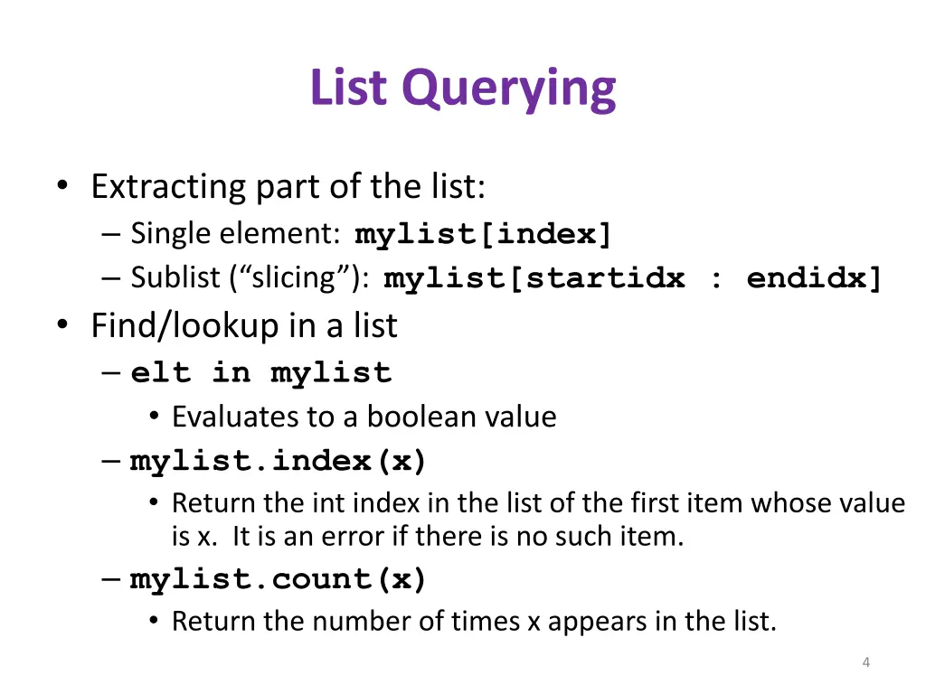 list querying