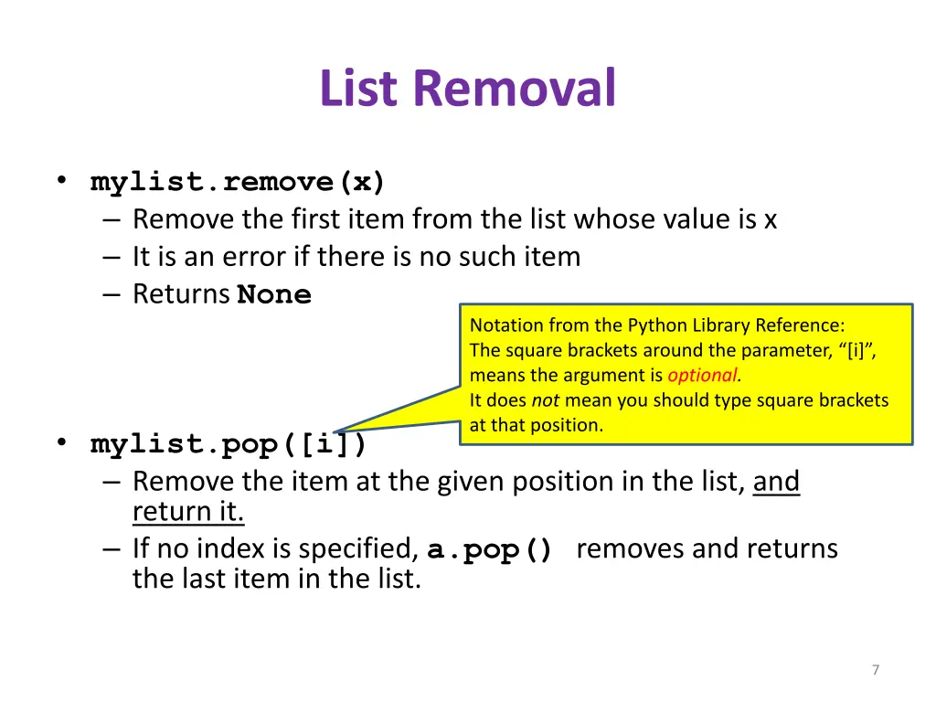 list removal