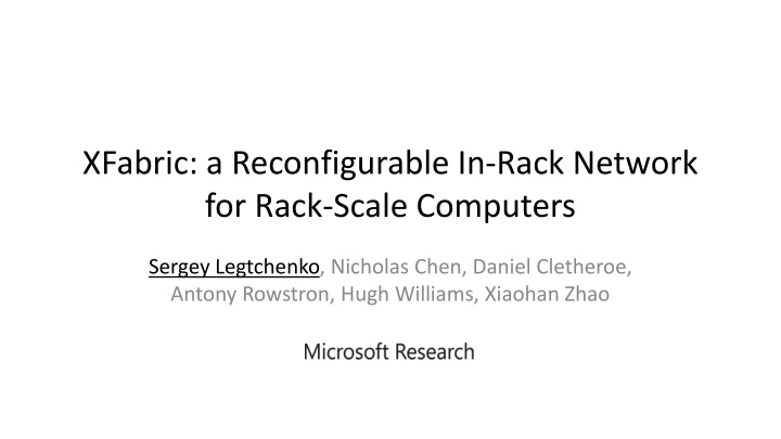 xfabric a reconfigurable in rack network for rack