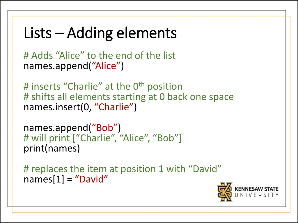 lists lists adding elements adding elements