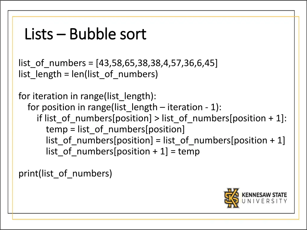 lists lists bubble sort bubble sort