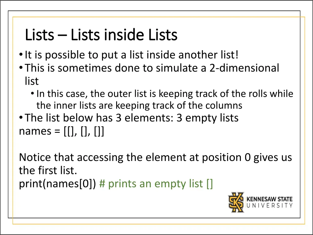 lists lists lists inside lists lists inside lists