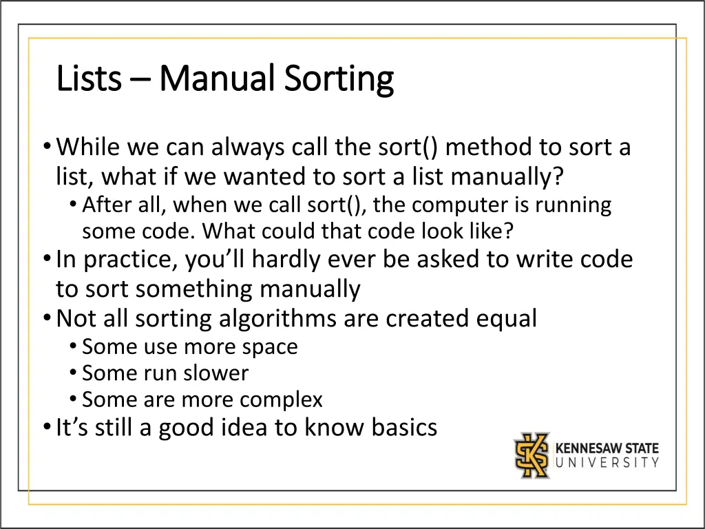 lists lists manual sorting manual sorting