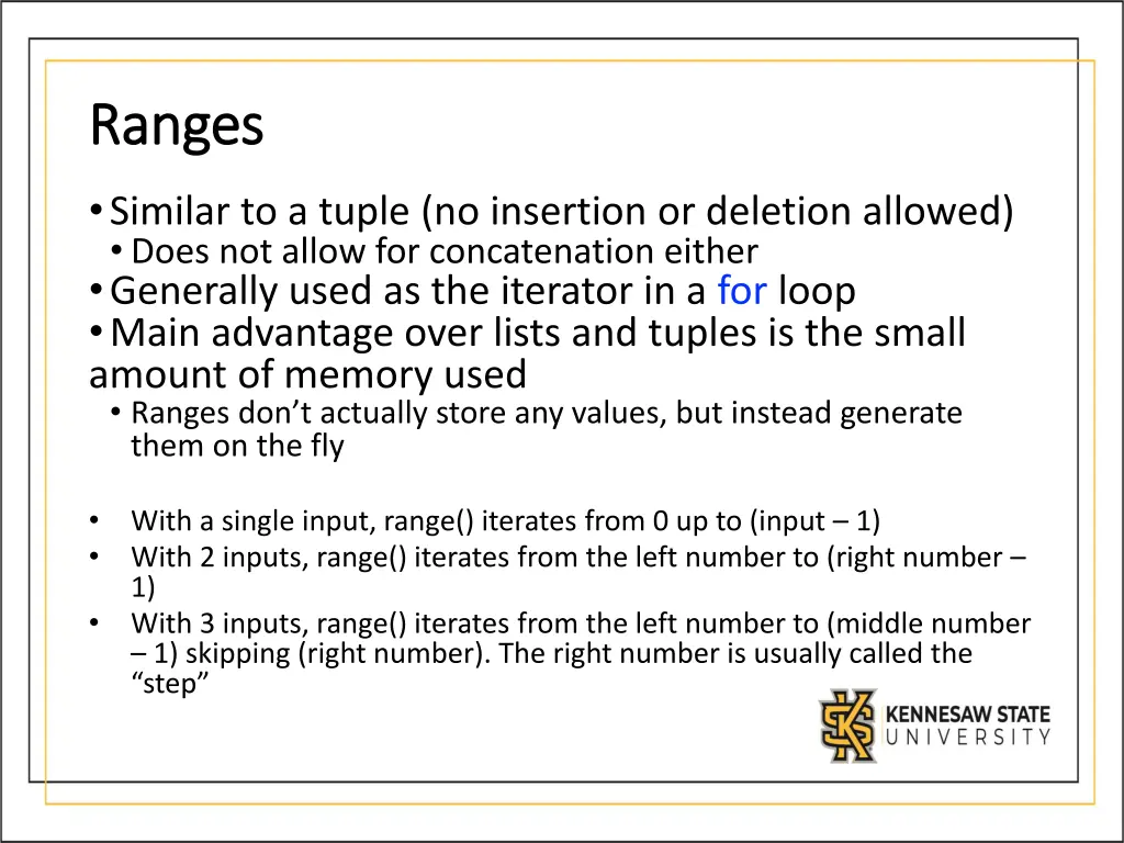 ranges ranges