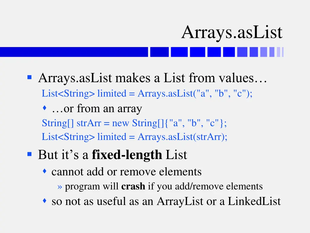 arrays aslist