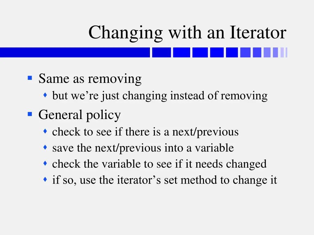 changing with an iterator