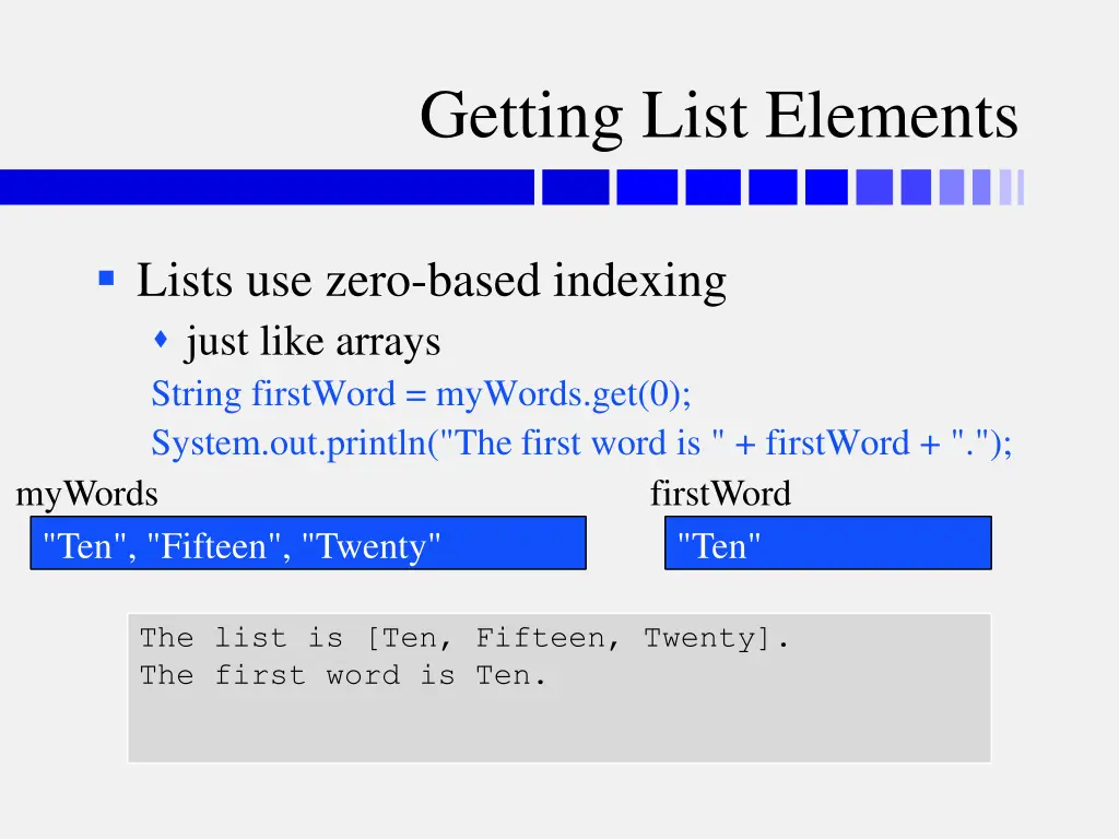 getting list elements