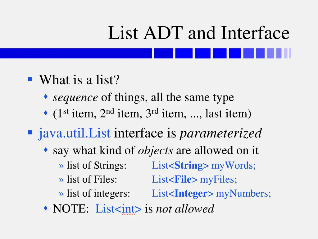 list adt and interface