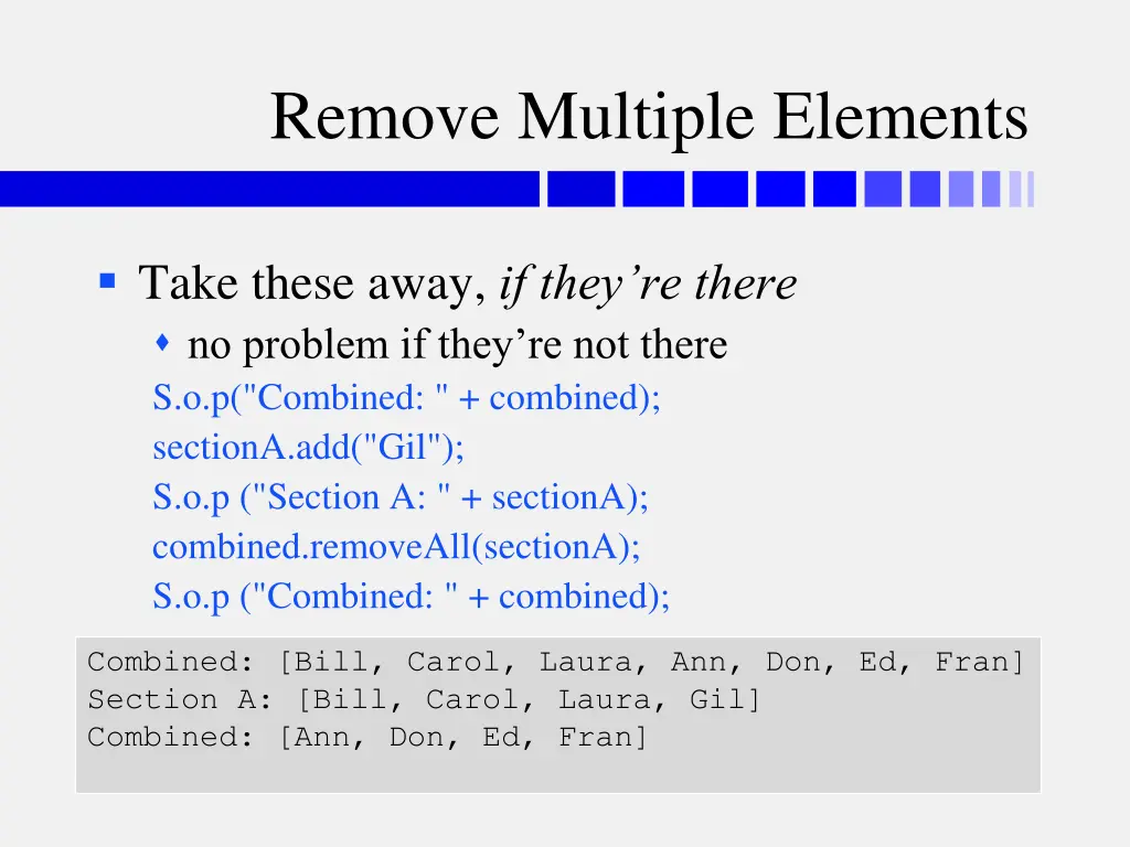 remove multiple elements