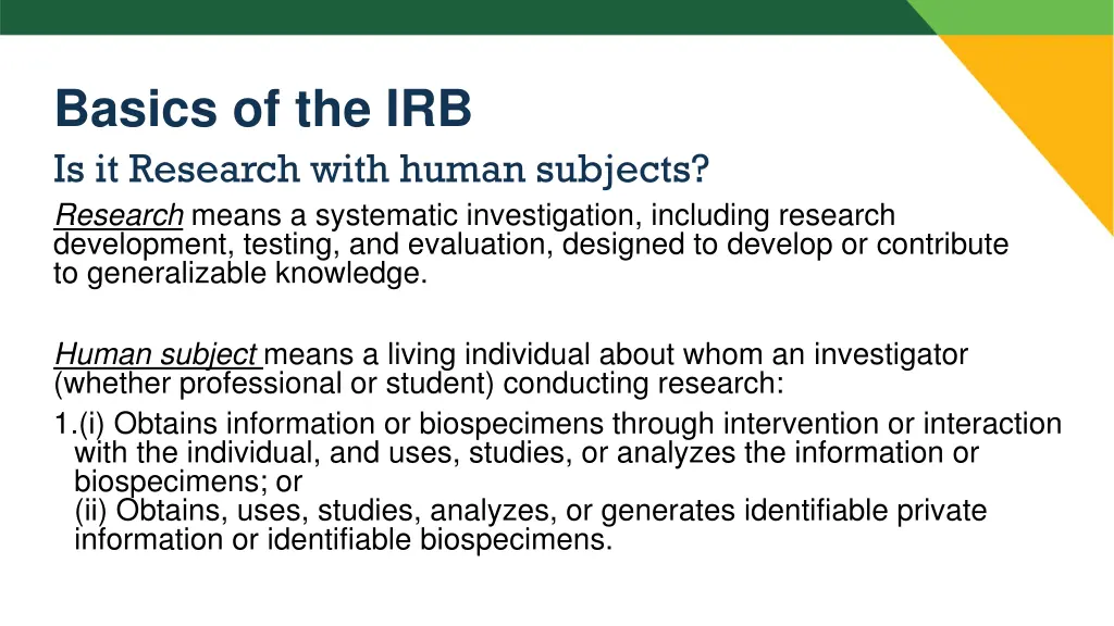 basics of the irb is it research with human