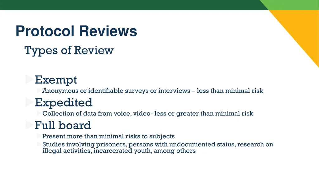 protocol reviews types of review