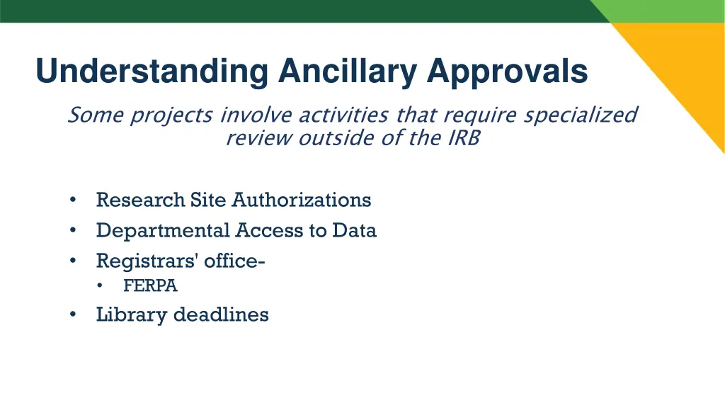 understanding ancillary approvals