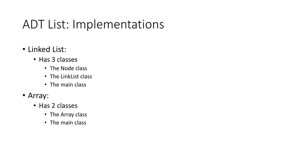 adt list implementations