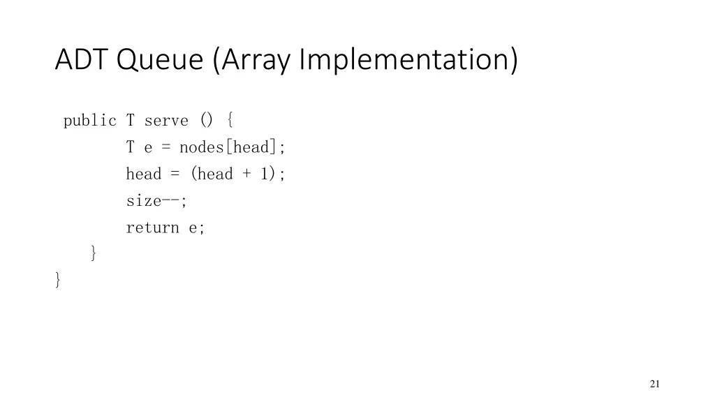 adt queue array implementation 1