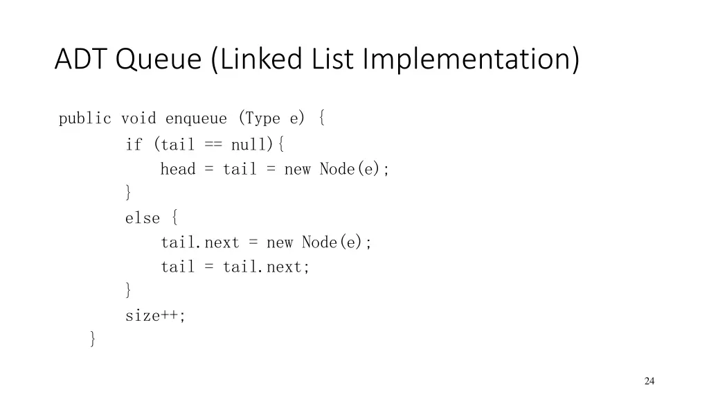 adt queue linked list implementation 2