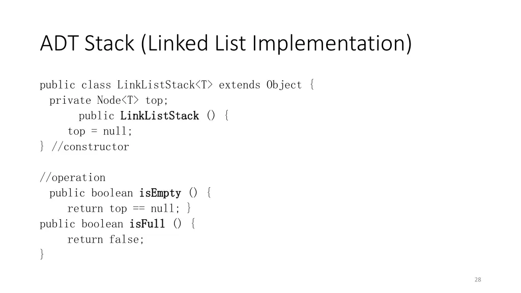 adt stack linked list implementation 1