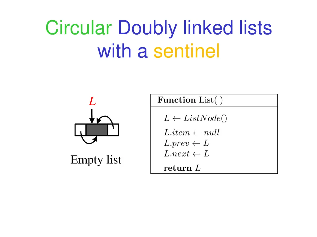 circular doubly linked lists with a sentinel