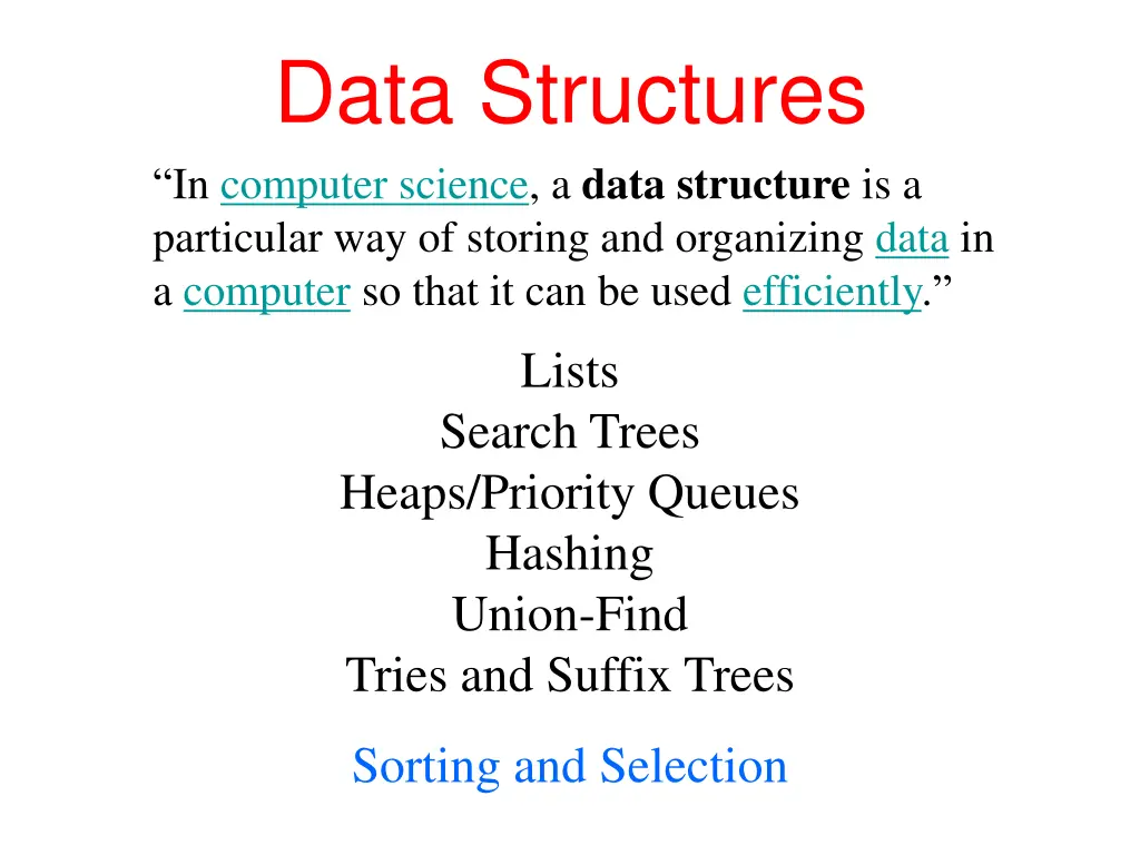 data structures in computer science a data