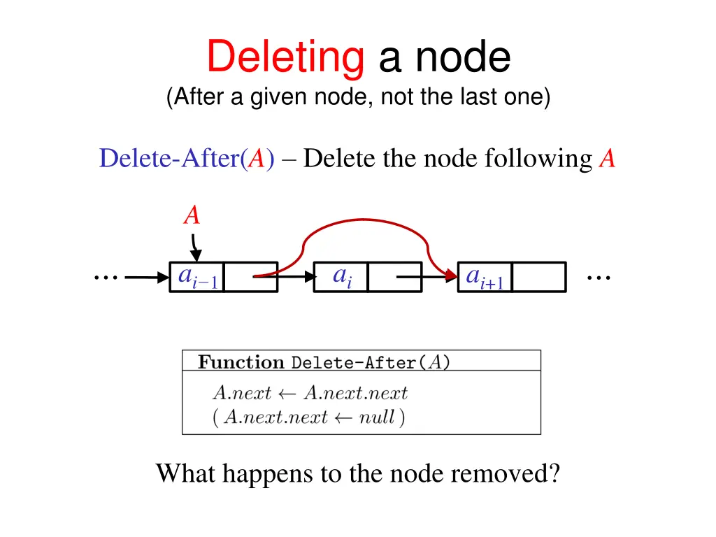 deleting a node after a given node not the last