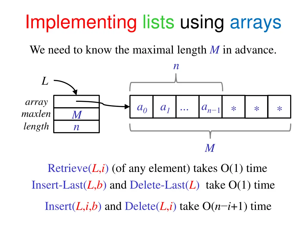 implementing lists using arrays 1