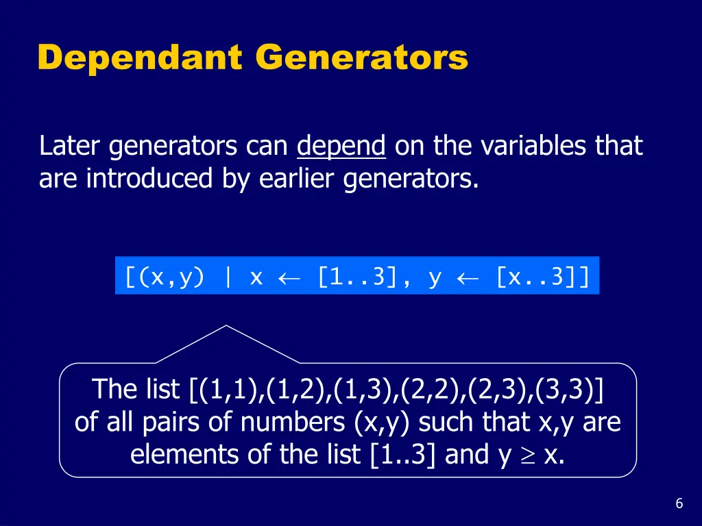 dependant generators