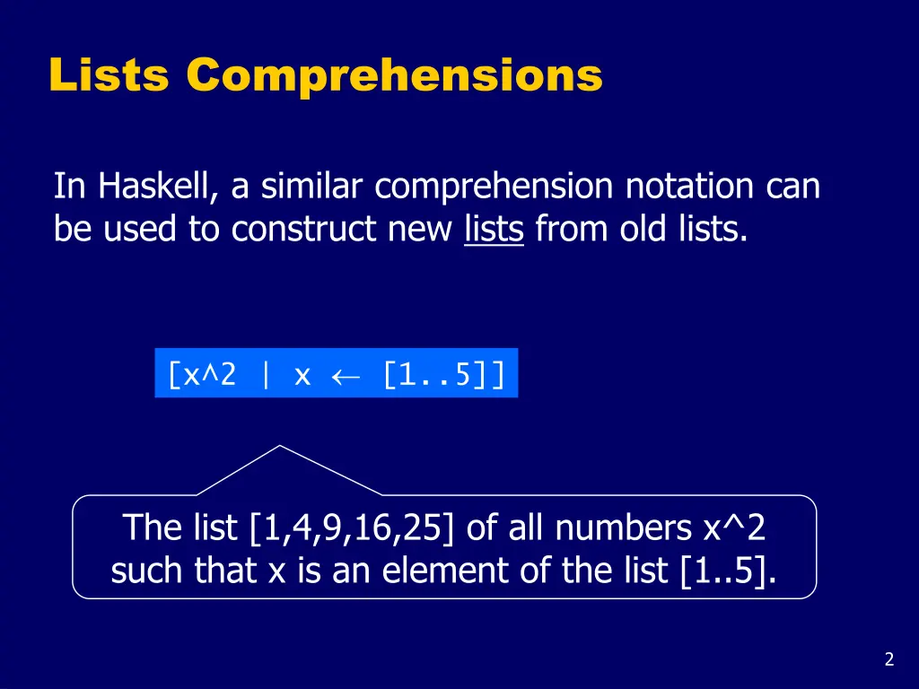 lists comprehensions