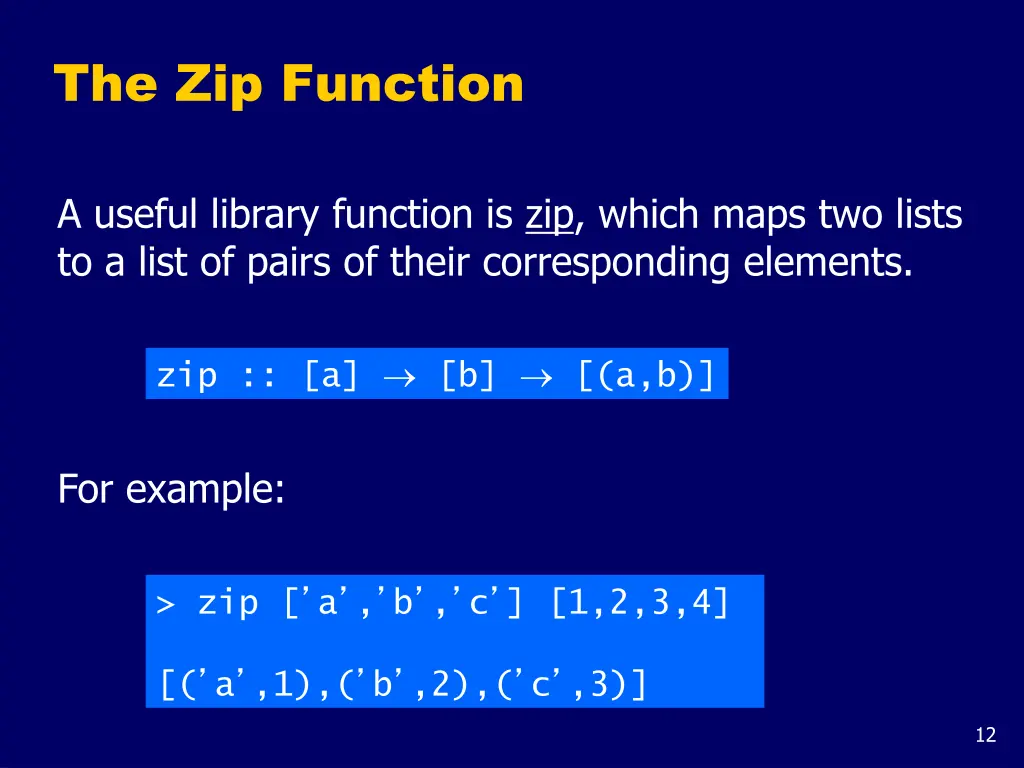 the zip function