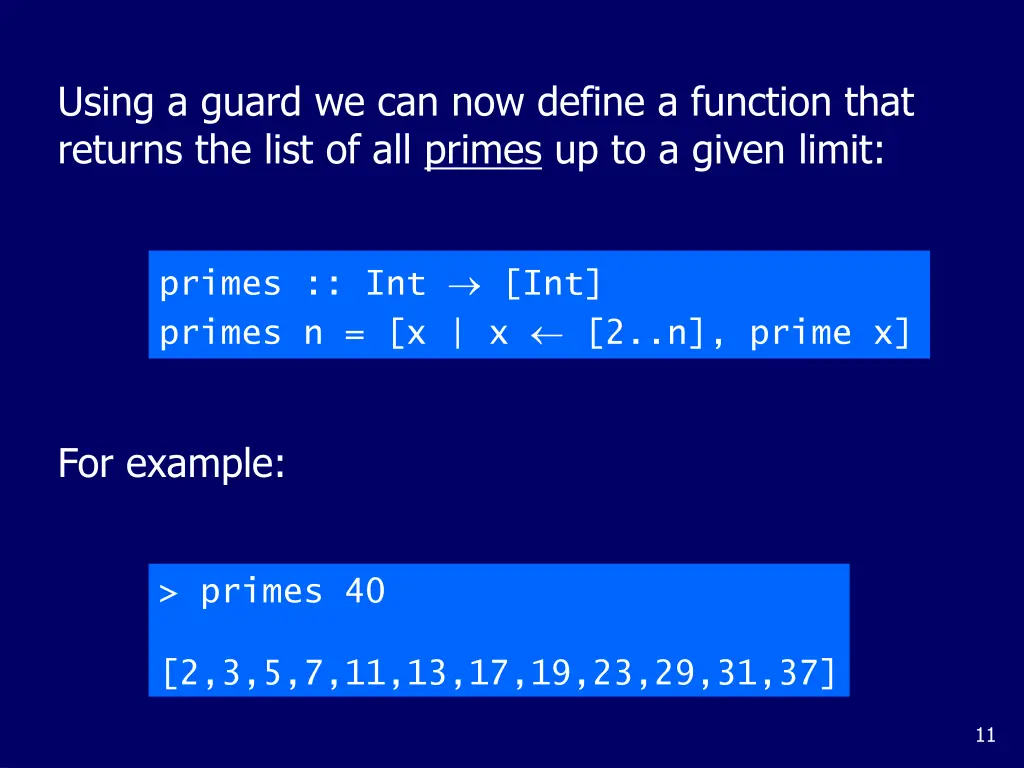 using a guard we can now define a function that