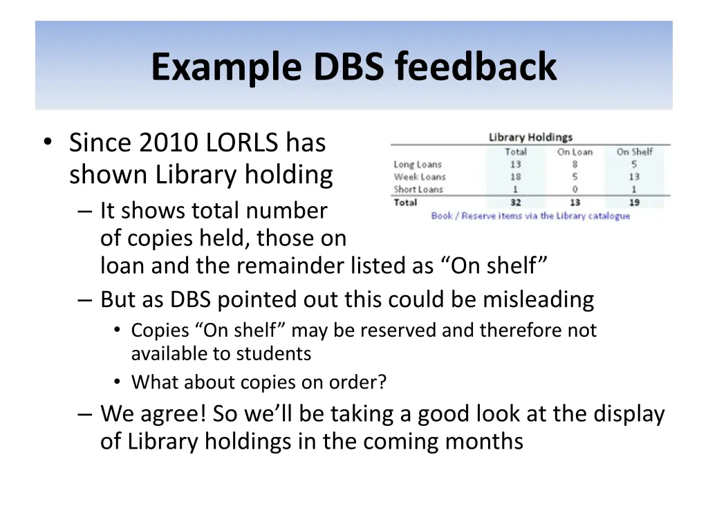 example dbs feedback