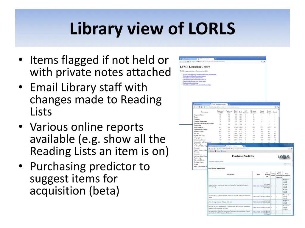 library view of lorls