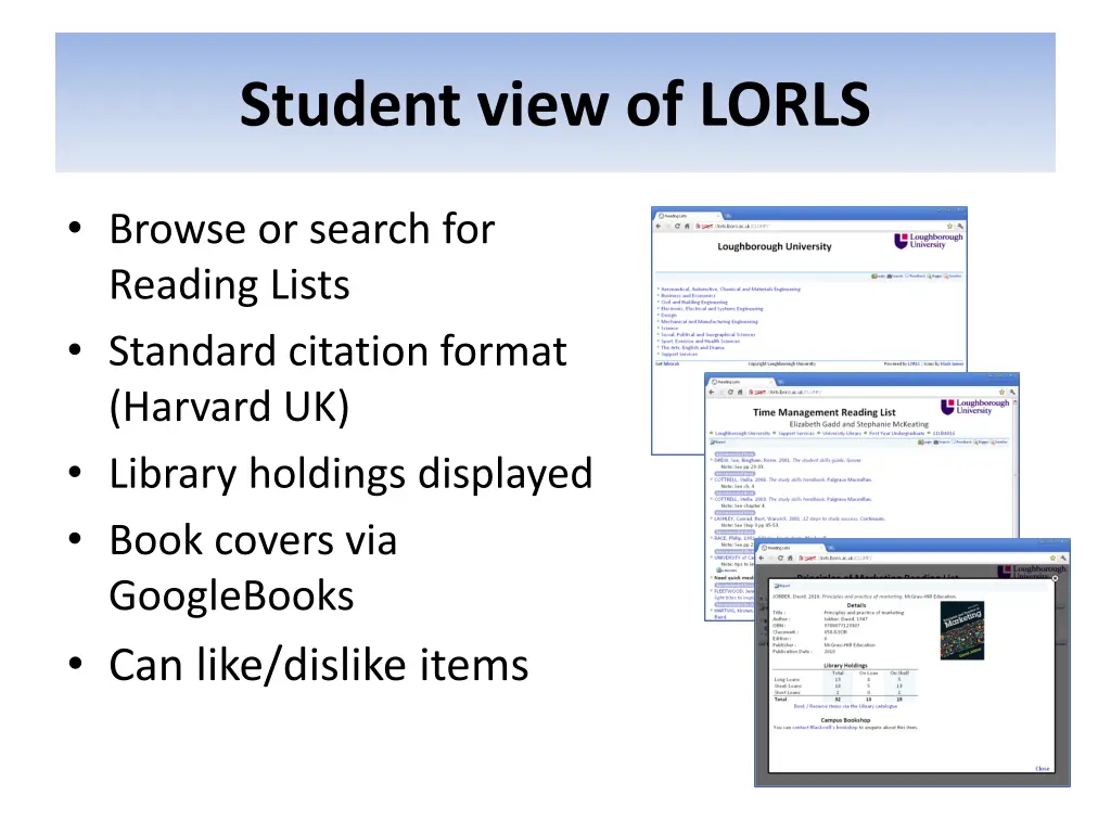 student view of lorls