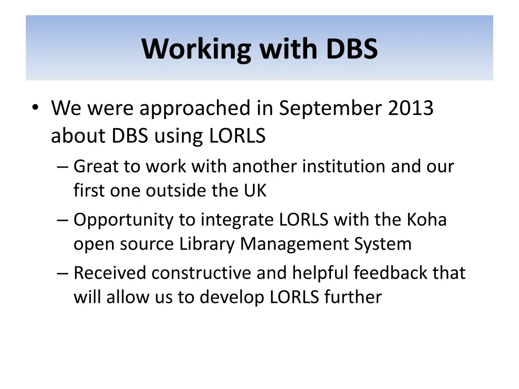 working with dbs