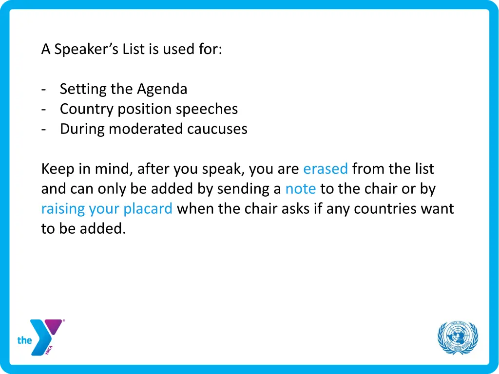 a speaker s list is used for