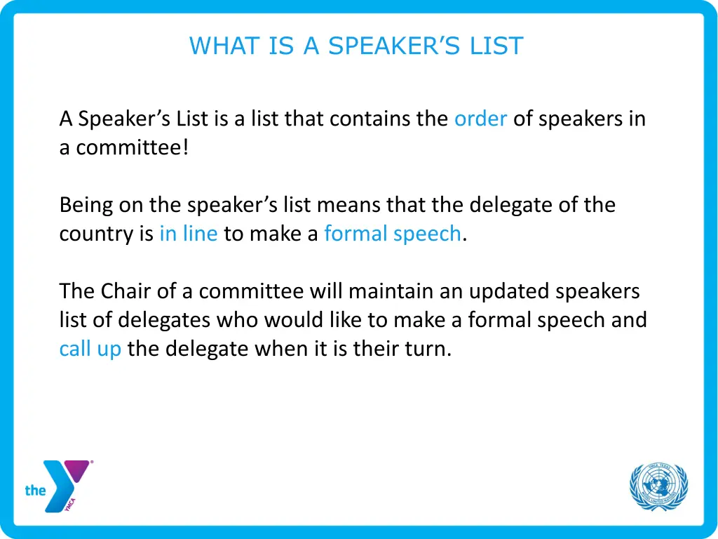 what is a speaker s list